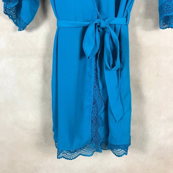 INC Blue Lace Trim Wrap Bath Robe NWOT Size SMALL - Picture 5 of 7